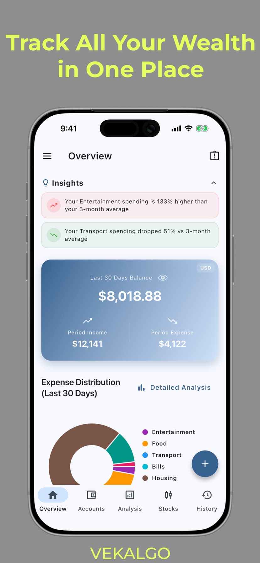 V-Track home screen